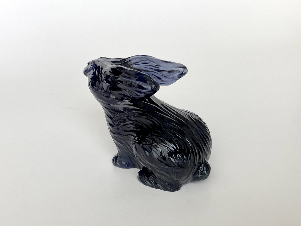 Decorative Rabbit Figurine Made in Transparent Resin Handmade